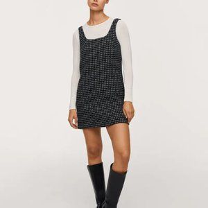 MANGO Cotton-blend textured pinafore dress